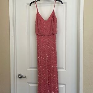 Pink beaded prom dress